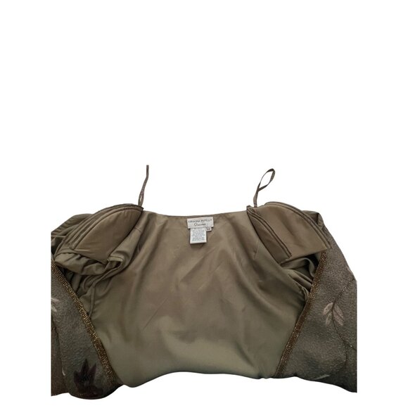 Adrianna Papell Vintage Silk Floral Embroidered Open Front Jacket Gold W/ Accent - Picture 7 of 8